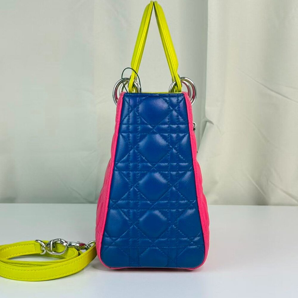 Dior Tri-color Leather Medium Lady Dior Shoulder Bag Tote - Picture 5 of 8